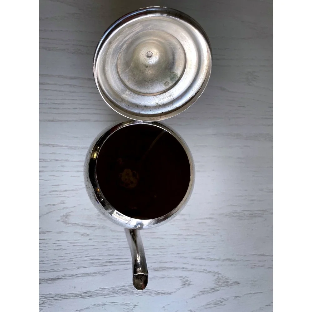 Vintage Silver Plated Over Copper Tea Pot with‎ Lid Elegant Serving Vessel